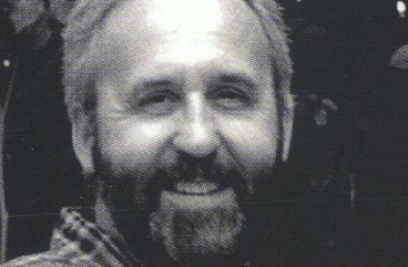 Headshot of poet Kurt Brown, black and white.